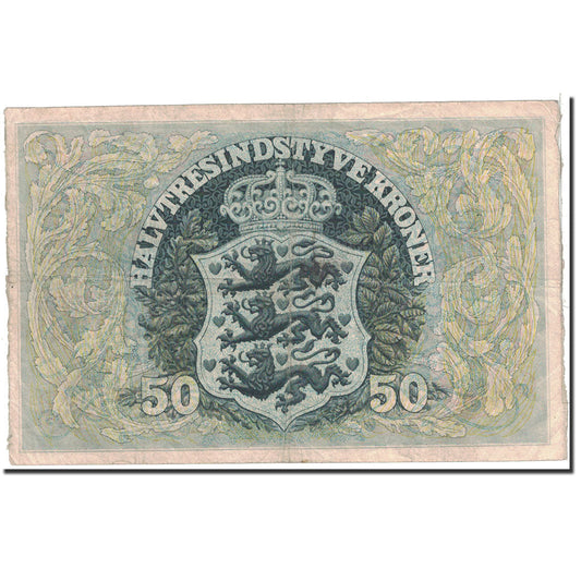 billete de banco, 
  
  Dinamarca, 
  
  50 coronas