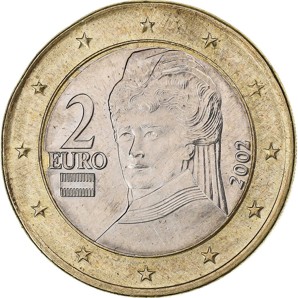 Austria, 

2 euros, 

Error de planchette en 1 euro