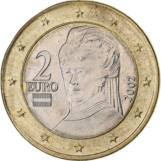 Austria, 

2 euros, 

Error de planchette en 1 euro