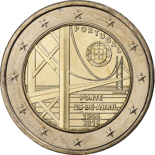 Portugal, 

2 euros, 

Puente del 25 de abril