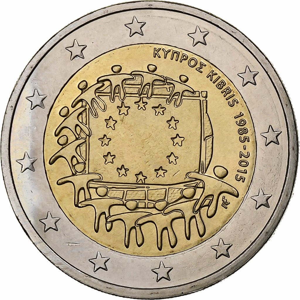 Chipre,

2 euros,

30 años de la bandera de la Unión Europea