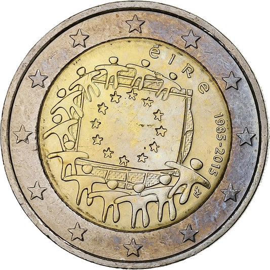 Irlanda,

2 euros,

30 años de la bandera de la Unión Europea