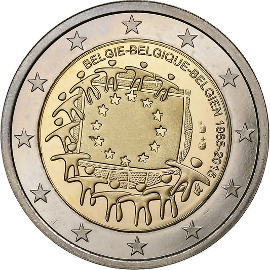 Bélgica, 

2 euros, 

30 años de la bandera de la Unión Europea