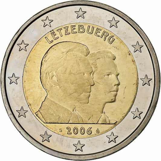 Luxemburgo,

2 euros,

25.º aniversario del nacimiento de Guillermo