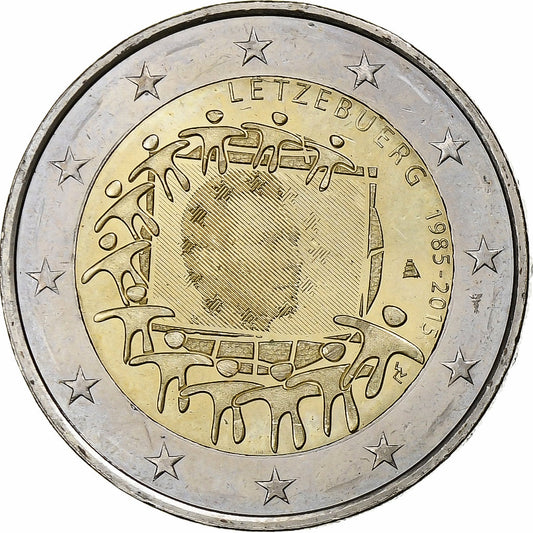 Luxemburgo, 

2 euros, 

30 años de la bandera de la Unión Europea