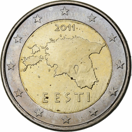 Estonia,

2 euros,

Mapa de Estonia