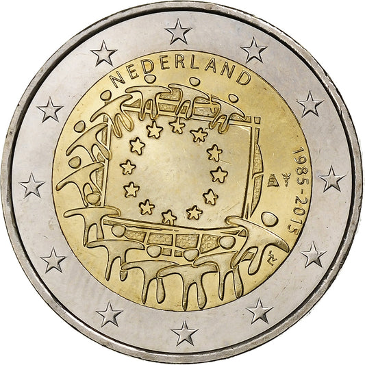 Países Bajos, 

2 euros, 

30 años de la bandera de la Unión Europea