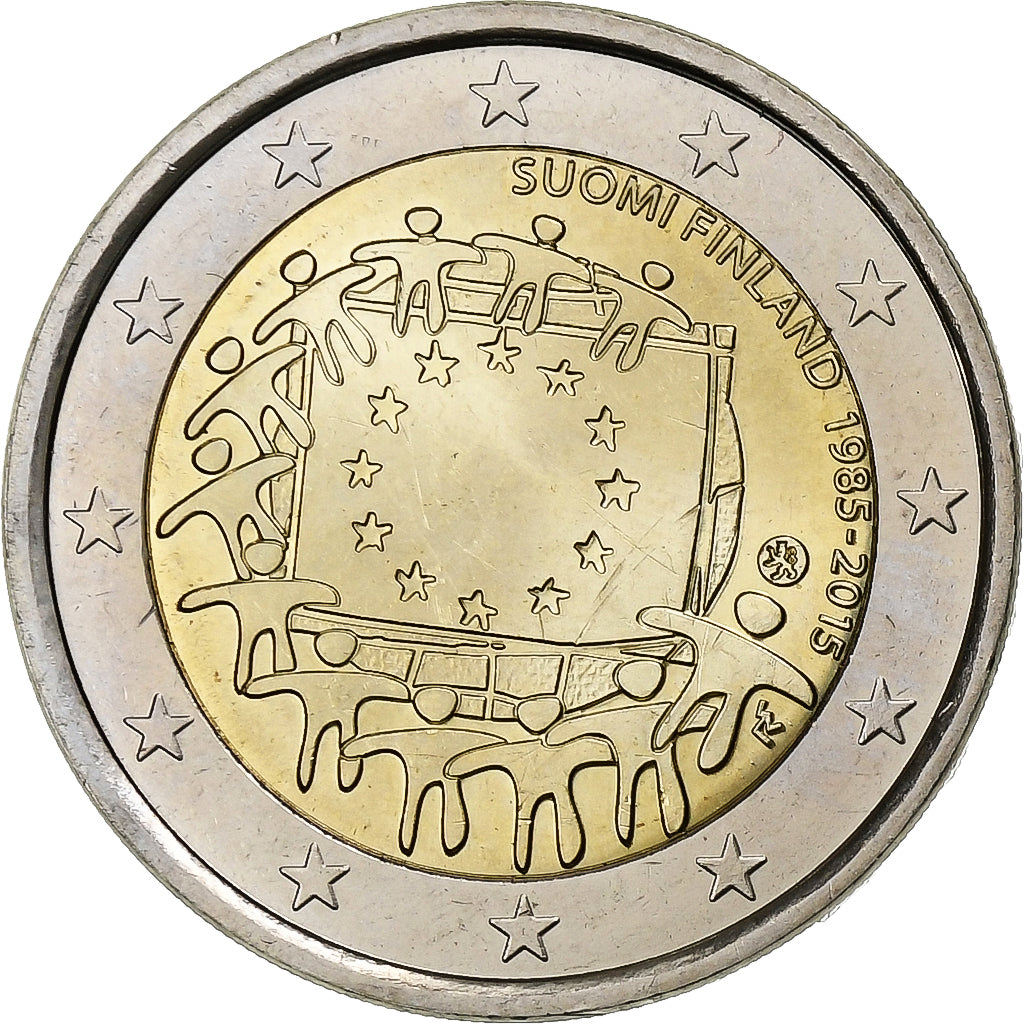 Finlandia, 

2 euros, 

Bandera de la Unión Europea