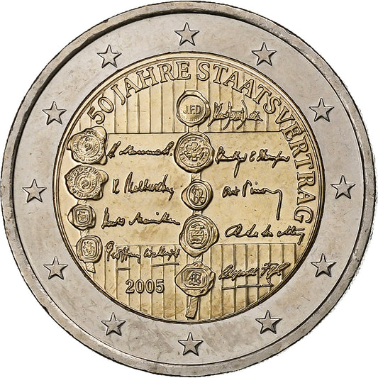 Austria, 

2 euros, 

Tratado del Estado austriaco