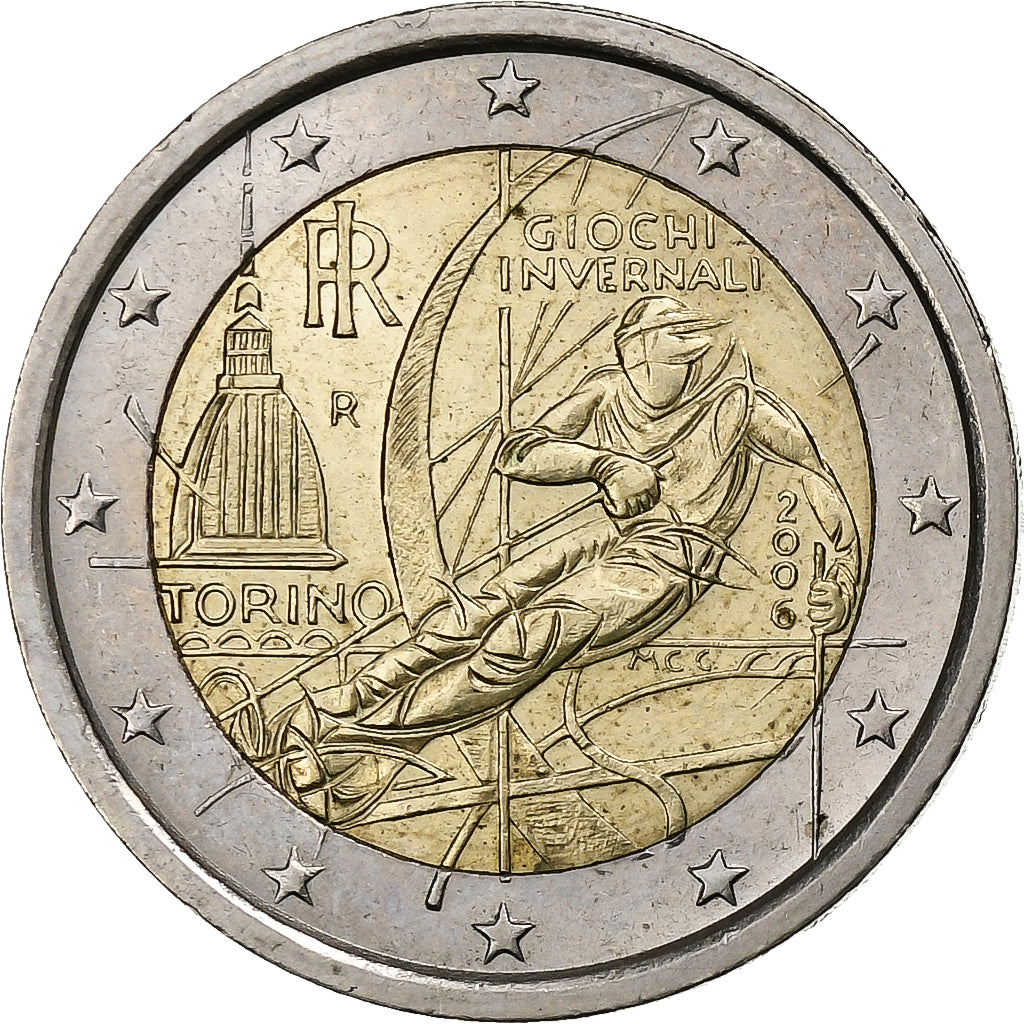 Italia, 

2 euros, 

Juegos Olímpicos de Invierno de 2006 - Turín