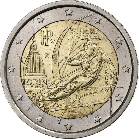 Italia, 

2 euros, 

Juegos Olímpicos de Invierno de 2006 - Turín