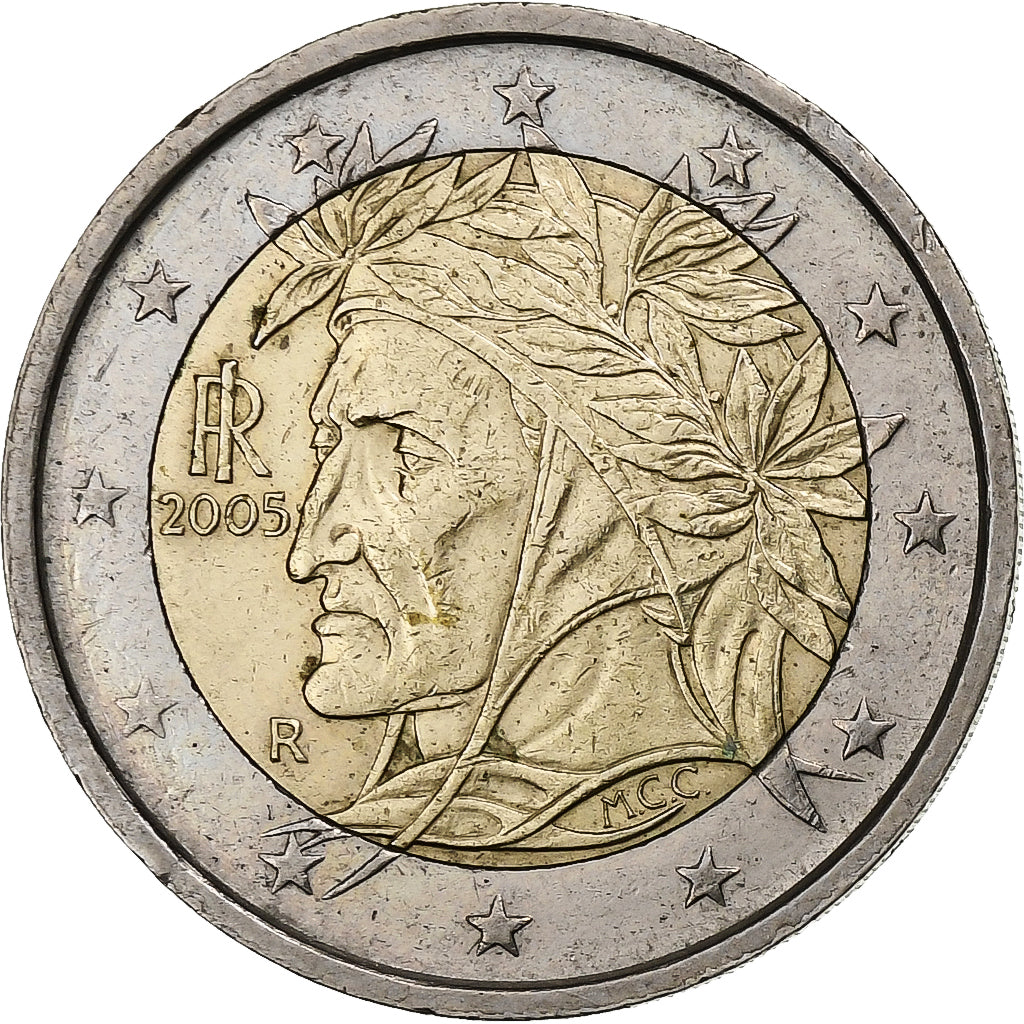 Italia, 
  
  2 euros, 
  
  Rafael de Dante Alighieri