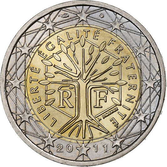 Francia, 

2 euros, 

Árbol estilizado