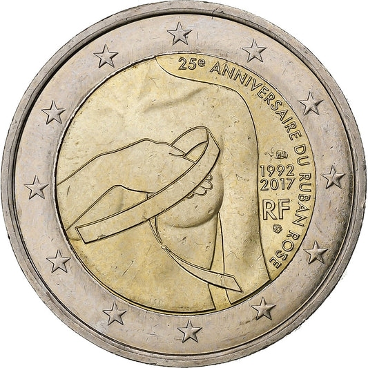 Francia, 

2 euros, 

Lazo rosa