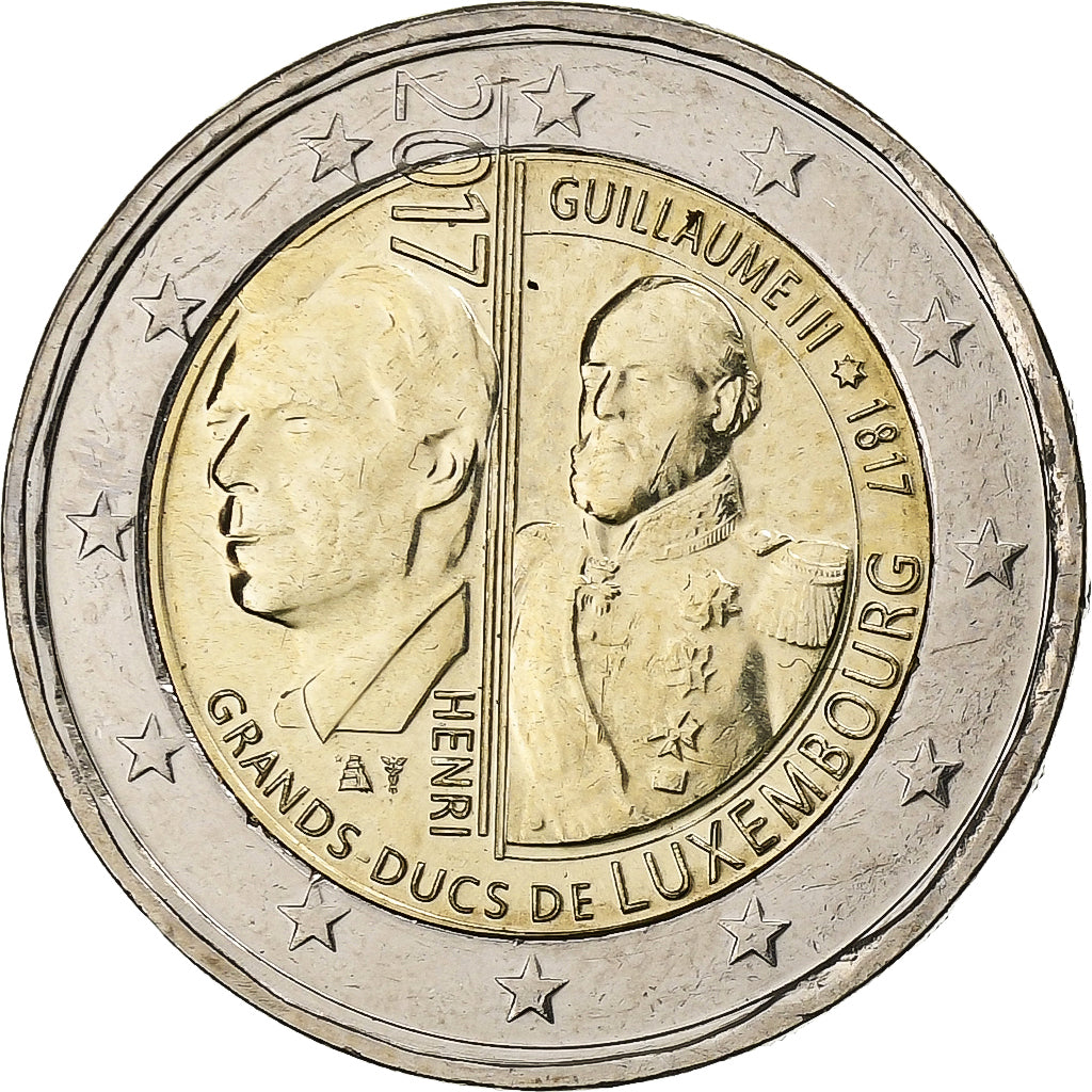 Luxemburgo,

2 euros,

Enrique I Guillermo III