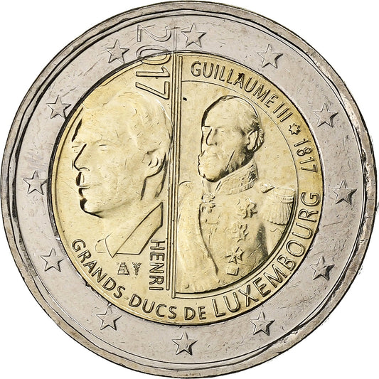 Luxemburgo,

2 euros,

Enrique I Guillermo III