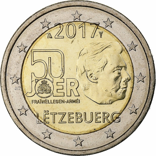 Luxemburgo,

2 euros,

Ejército Voluntario Enrique I