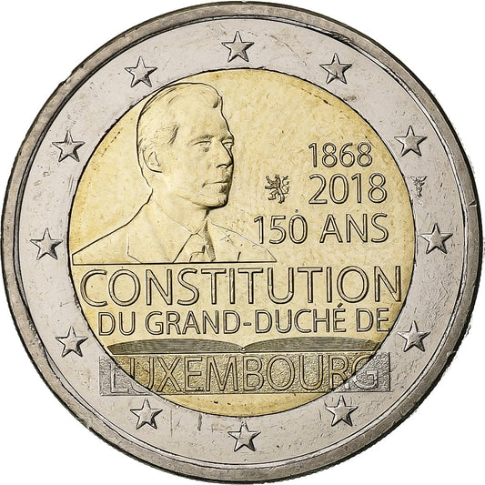 Luxemburgo, 
  
  2 euros, 
  
  Enrique I Constitución de Luxemburgo