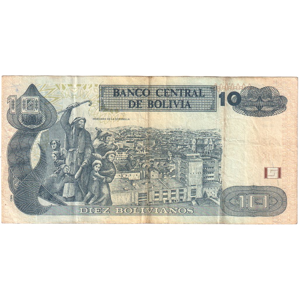 bolivia, 
  
  10 bolivianos, 
  
  1986