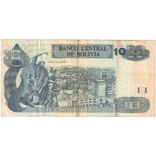 bolivia, 
  
  10 bolivianos, 
  
  1986