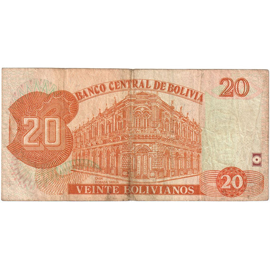 bolivia, 
  
  20 bolivianos, 
  
  1986