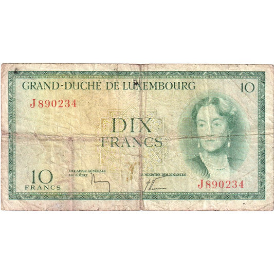 Luxemburgo, 

10 francos, 

Sin fecha (1954)