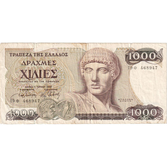 Grecia, 

1000 dracmas, 

1987