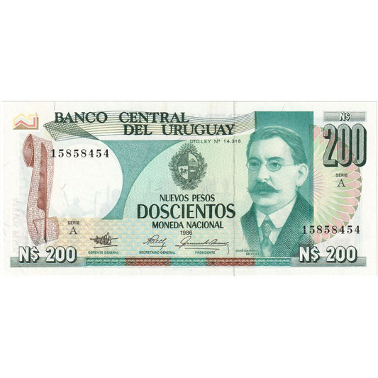 Uruguay, 
  
  200 nuevos pesos, 
  
  1986