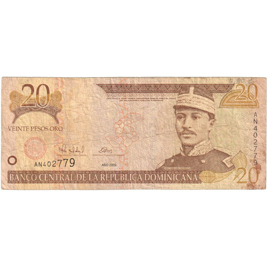República Dominicana, 
  
  20 pesos oro, 
  
  2000