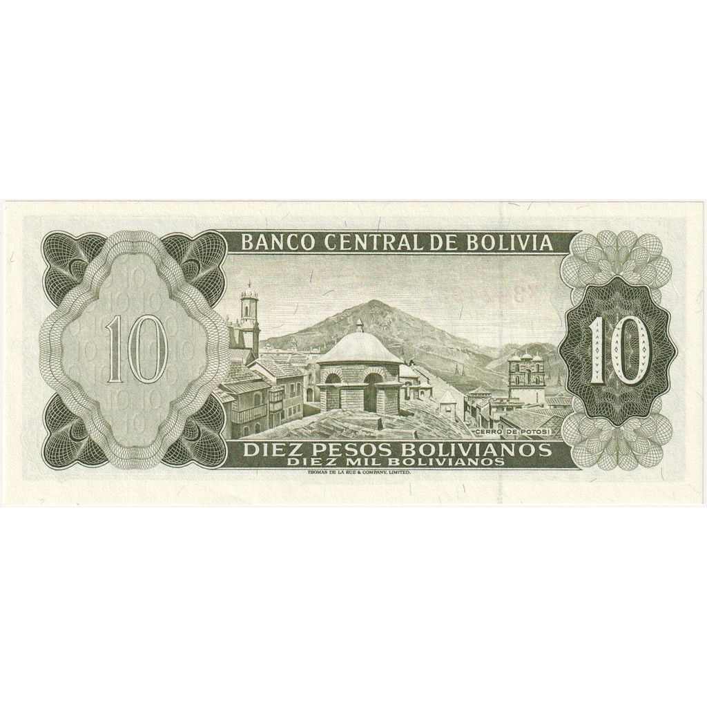 bolivia, 
  
  10 pesos bolivianos, 
  
  1962