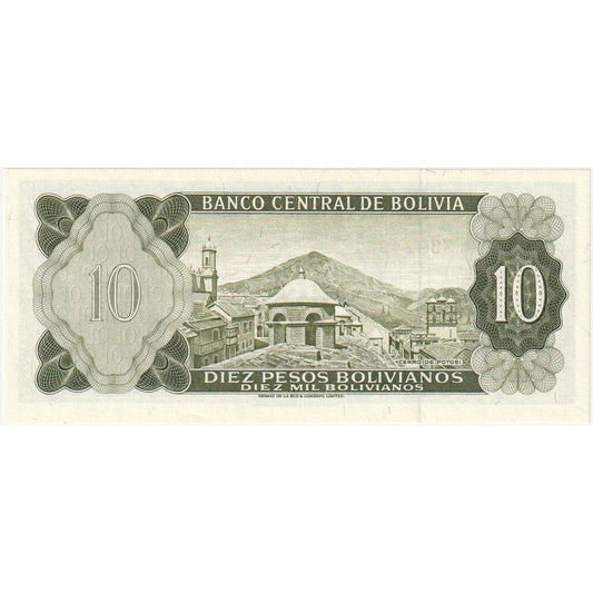 bolivia, 
  
  10 pesos bolivianos, 
  
  1962