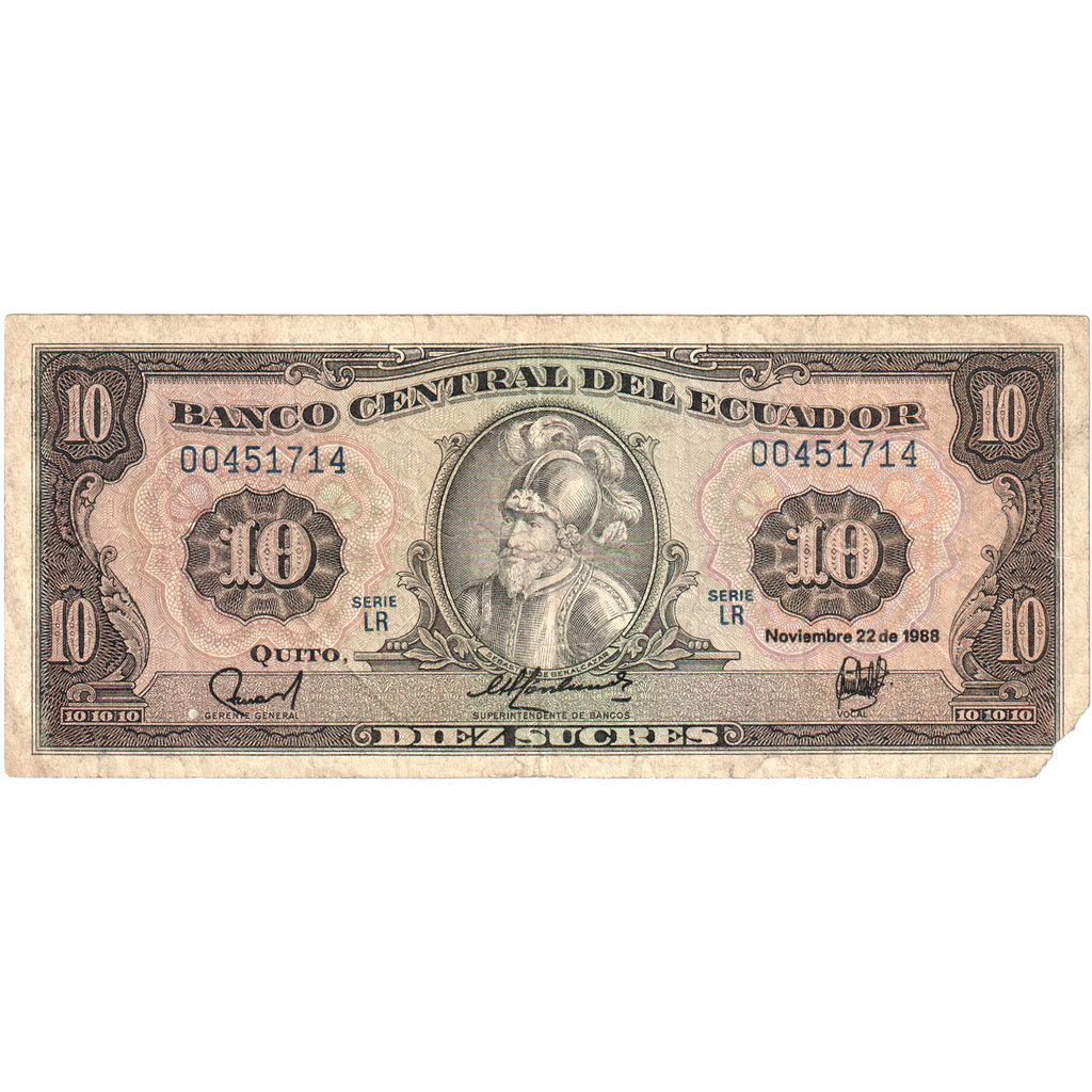 Ecuador, 
  
  10 sucres, 
  
  1988