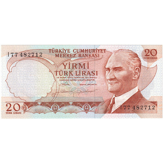 Turquía, 

20 liras, 

SIN Cálculo (65-70)