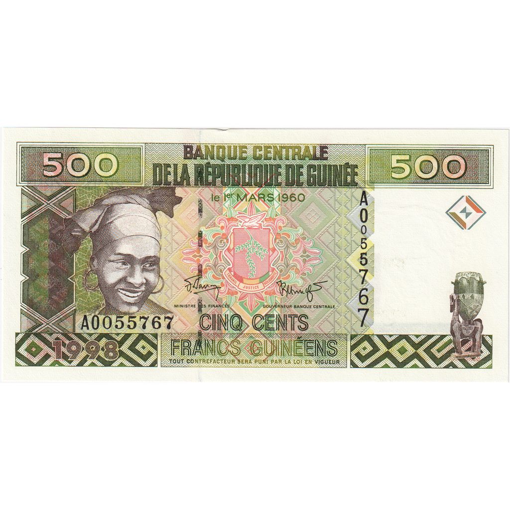 Guinea, 

500 francos, 

SIN CERTIFICACIÓN (65-70)