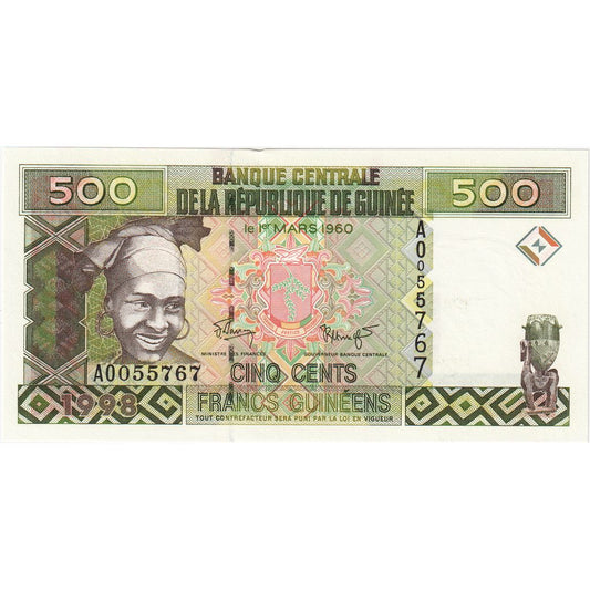Guinea, 

500 francos, 

SIN CERTIFICACIÓN (65-70)