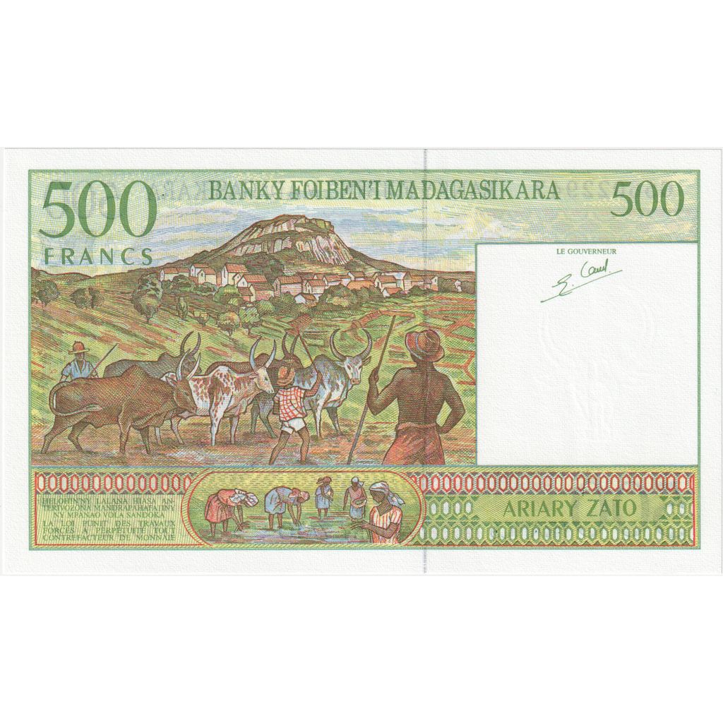 Madagascar, 
  
  500 francos = 100 ariary, 
  
  UNC(65-70)