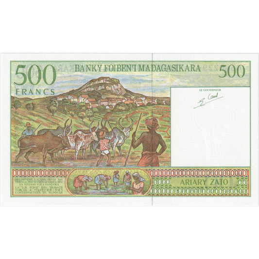 Madagascar, 
  
  500 francos = 100 ariary, 
  
  UNC(65-70)