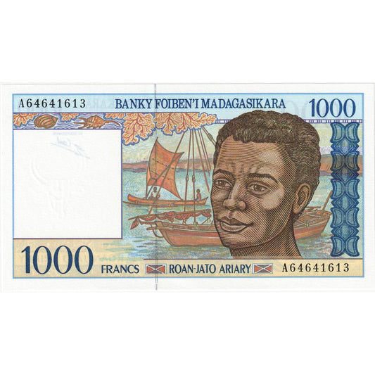 Madagascar, 
  
  1000 francos = 200 ariary, 
  
  UNC(65-70)