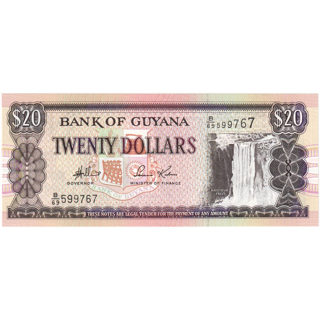 Guyana, 

20 dólares, 

SIN CERTIFICACIÓN (65-70)