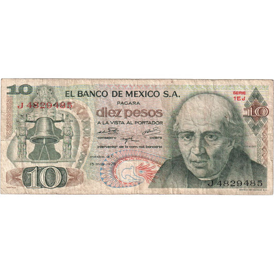 México, 
  
  10 pesos, 
  
  1975-03-15