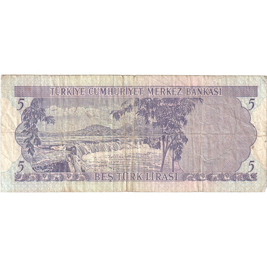 Turquía, 

5 liras, 

MB(30-35)