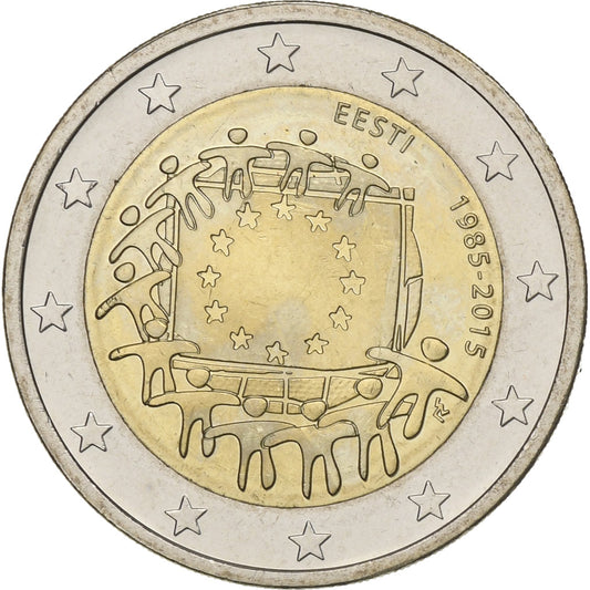 Estonia, 

2 euros, 

Bandera