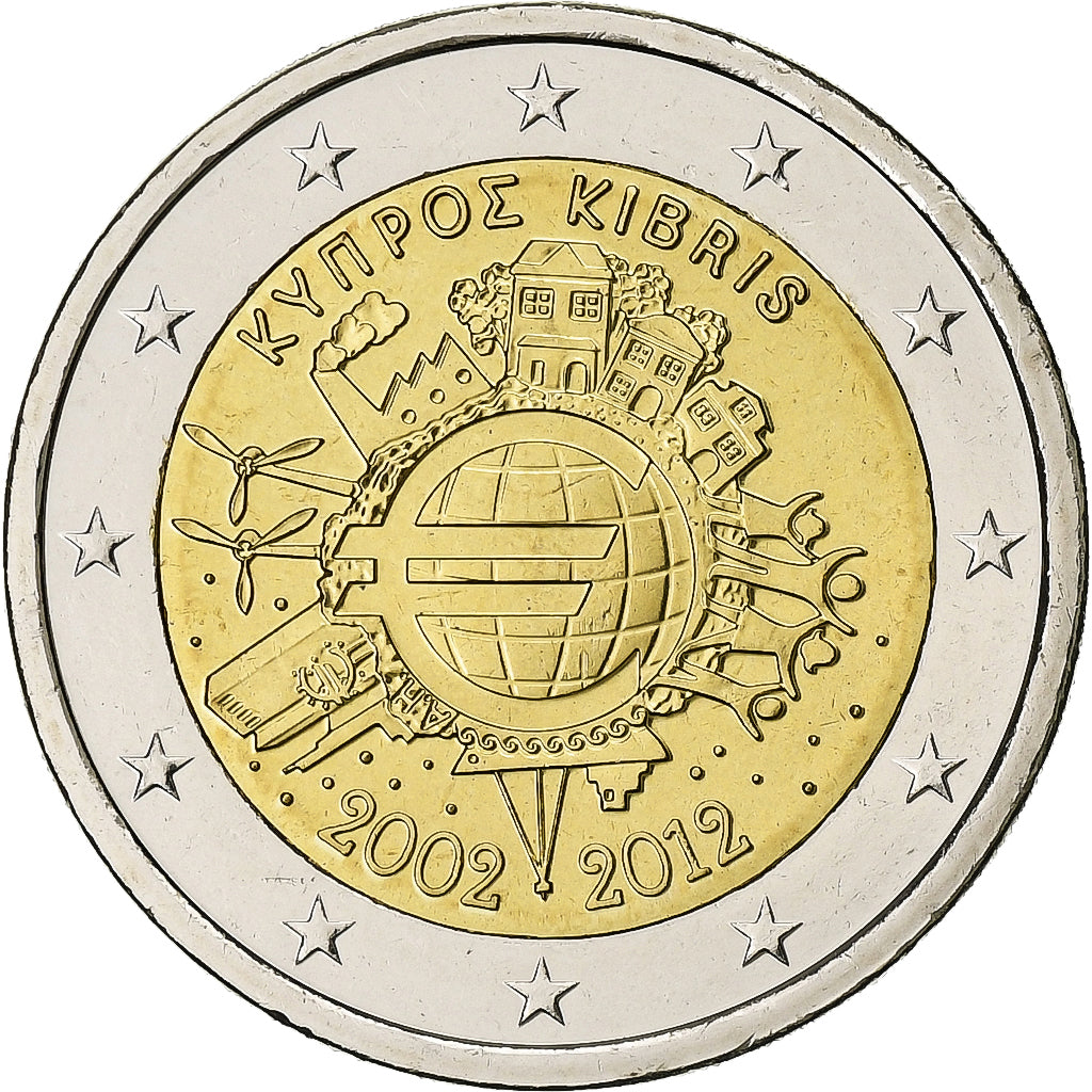 Chipre, 

2 euros, 

euros 2002-2012