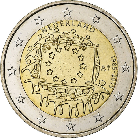 Países Bajos, 
  
  2 euros, 
  
  Drapeau europeo