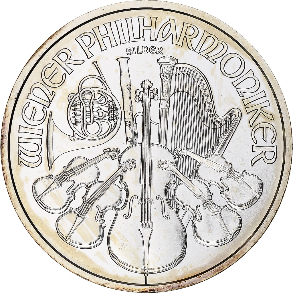 Austria, 

1 euro y medio / 1 onza, 

Orquesta Filarmónica