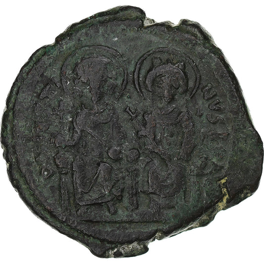 Justino II y Sofía, 
  
  Follis, 
  
  568-569