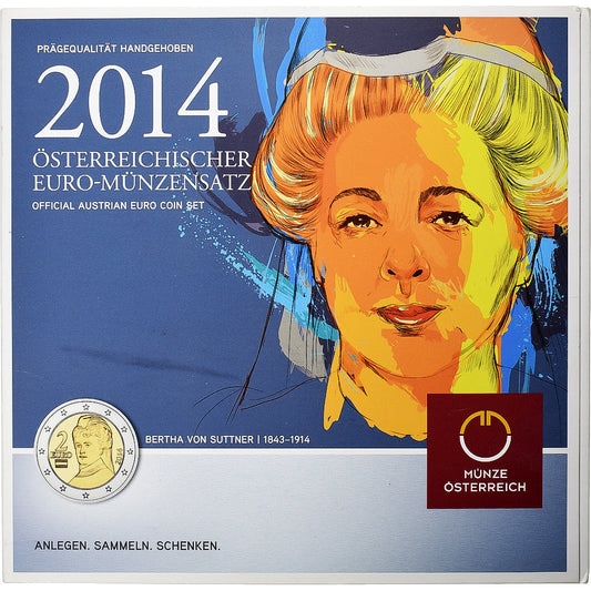 Austria, 

Lote de 1 ct. - 2 euros, 

2014