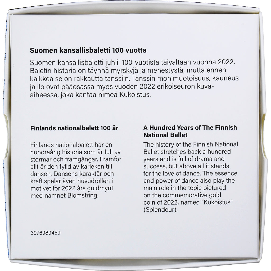 Finlandia, 

2 euros, 

100 años del Ballet Nacional