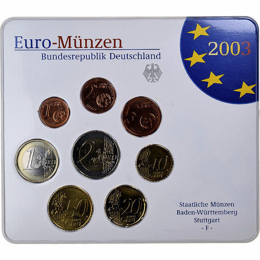 Alemania,

Serie 1 c. - 2 euros,

Tarjeta de monedas. FDC