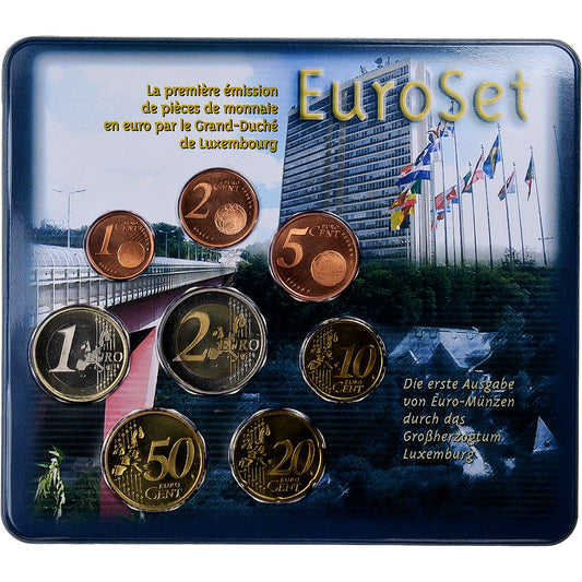 Luxemburgo,

Serie 1 c. - 2 euros,

Tarjeta de monedas. FDC